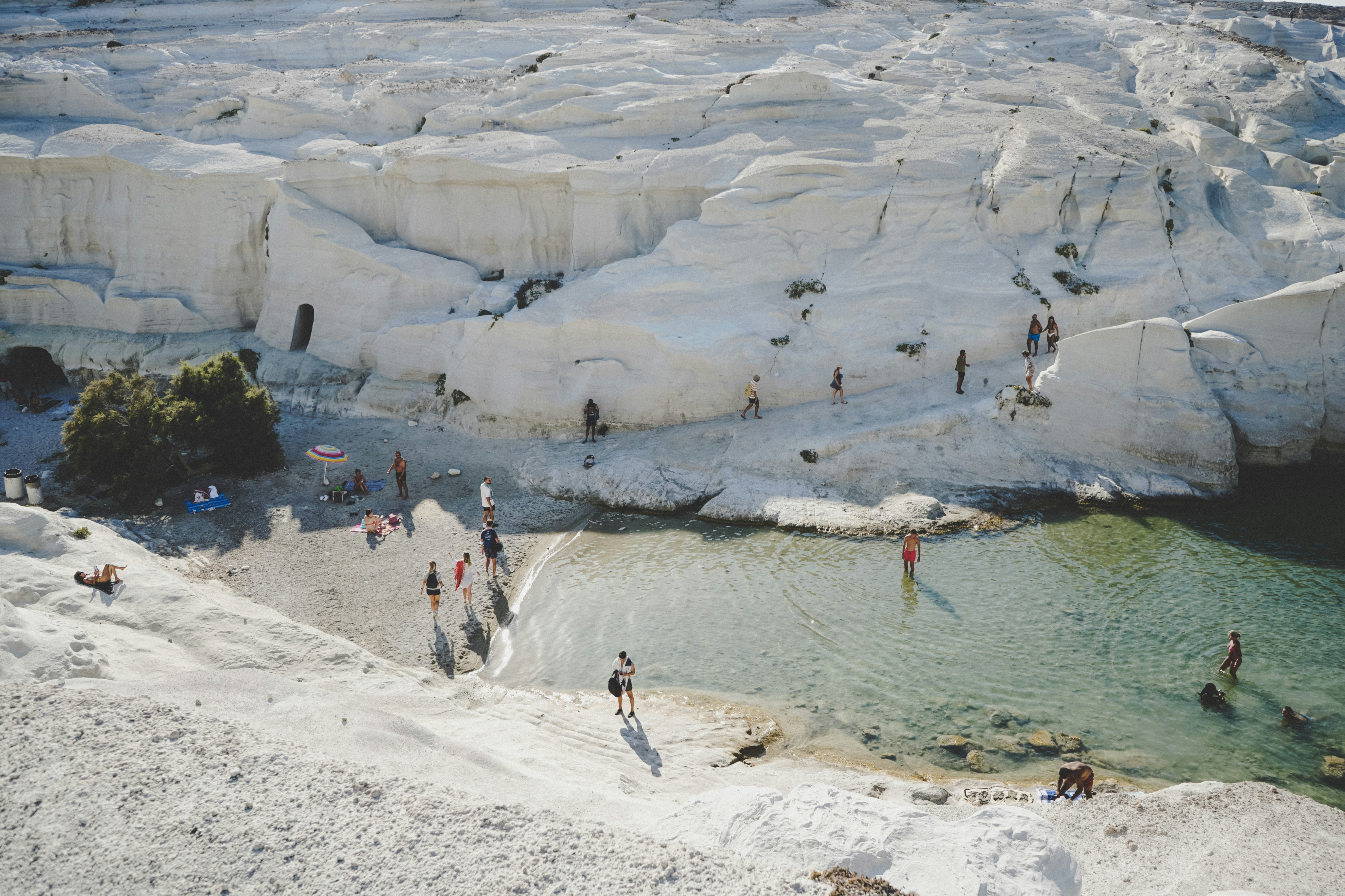 Milos white rocks and sea